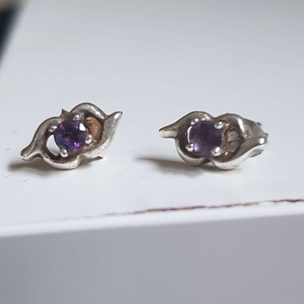 Amethyst sterling silver earrings studs